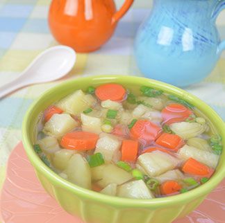 potato carrot soup in japanese bonito broth
