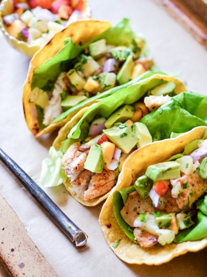 Chipotle Chili Fish Tacos with Peach Pineapple Salsa | Tasty Kitchen: A ...