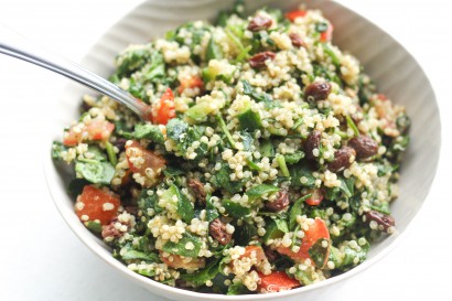 quinoa spinach power salad with lemon vinaigrette