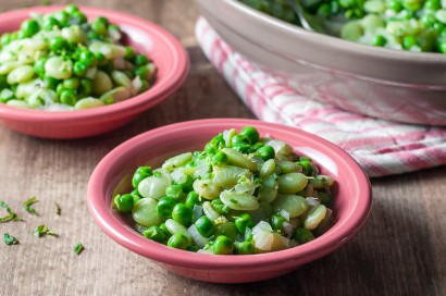 buttered spring peas and lima beans