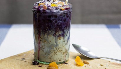 quinoa breakfast porridge with hot blueberry drizzle