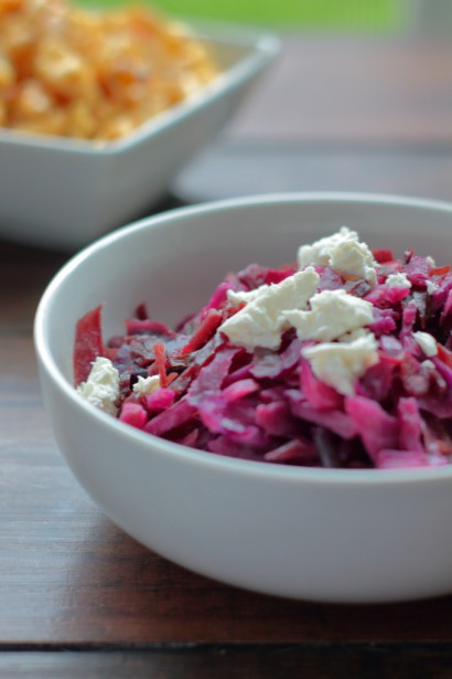 Braised red cabbage with goat cheese