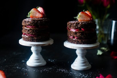 strawberry gluten free chocolate cake for 2