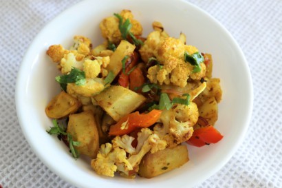 aloo gobhi (indian-style oven-roasted potatoes and cauliflower)