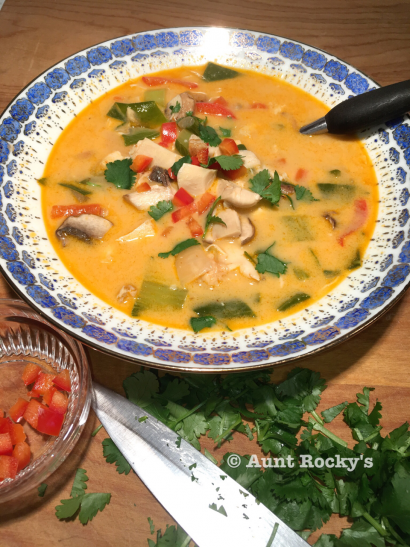 aunt rocky’s spicy thai soup with chicken or shrimp