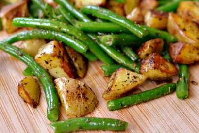 pan fried potatoes and green beans
