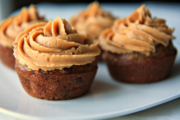 Tasty Kitchen Blog: The Theme is Peanut Butter! (Banana Chocolate Chip Espresso Cupcakes with Peanut Butter Frosting from The Noshery)