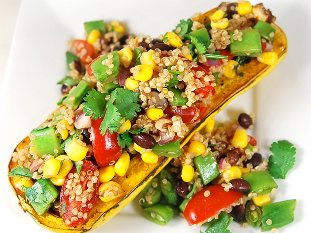 Tasty Kitchen Blog: Cinco de Mayo. Guest post by Jaden Hair of Steamy Kitchen, Mexican Salad Stuffed Squash recipe submitted by TK member My Recession Kitchen.