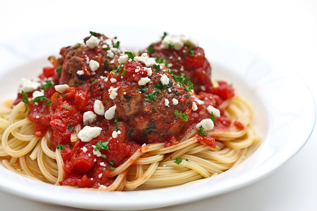 Tasty Kitchen Blog: Greekin' Up Spaghetti! Guest post by Jaden Hair of Steamy Kitchen.