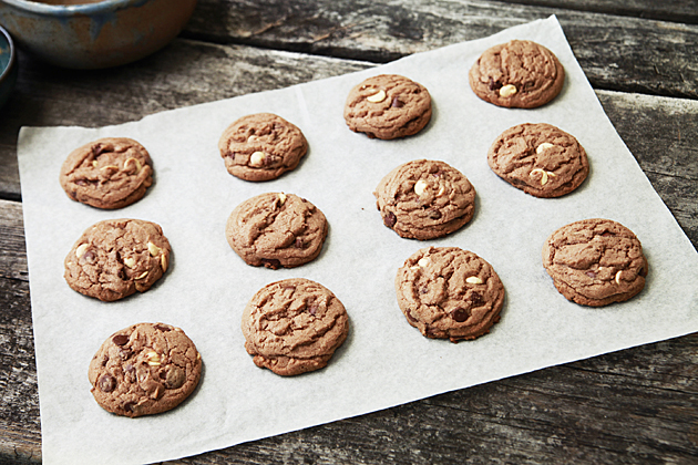 Tasty Kitchen Blog: Hot Chocolate Triple Chocolate Chip Cookies. Guest post by Alice Currah of Savory Sweet Life, recipe submitted by TK member Alison Anderson (elimaxandlela).