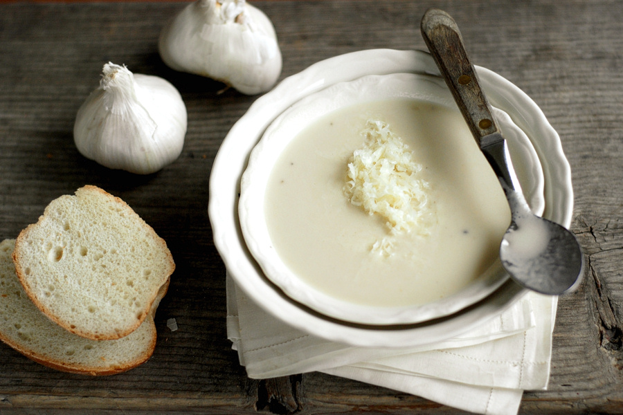 Tasty Kitchen Blog: Outrageous Garlic Soup. Guest post by Erica Kastner of Cooking for Seven, recipe submitted by TK member n8tivenyer.