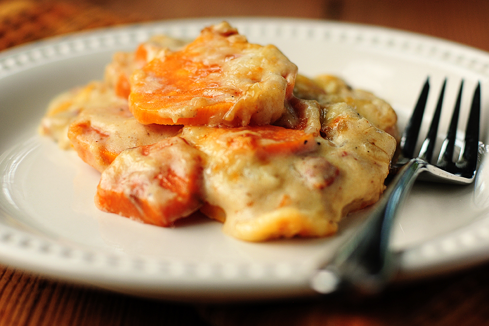 Tasty Kitchen Blog: Scalloped Sweet Potatoes. Guest post by Amy Johnson of She Wears Many Hats, recipe submitted by TK member quincyskeeper.