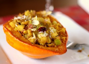 Tasty Kitchen Blog: Stuffed Acorn Squash with Cranberry Cornbread Stuffing. Guest post by Natalie Perry of Perry's Plate, recipe submitted by TK member kvmolen.