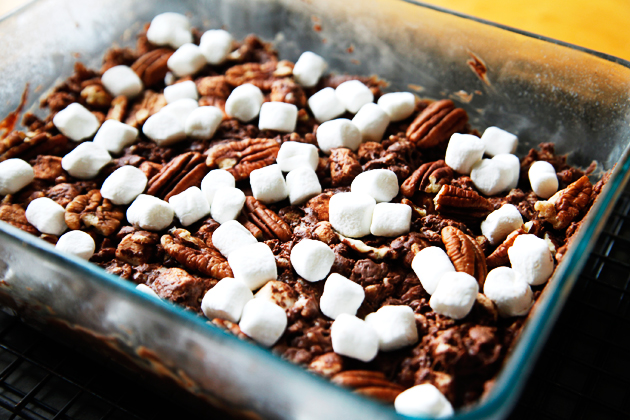 Tasty Kitchen Blog: Rocky Road Rice Krispie Treats. Guest post by Alice Currah of Savory Sweet Life, recipe submitted by TK members Chrissy and Lauren of From the Yellow Kitchen.