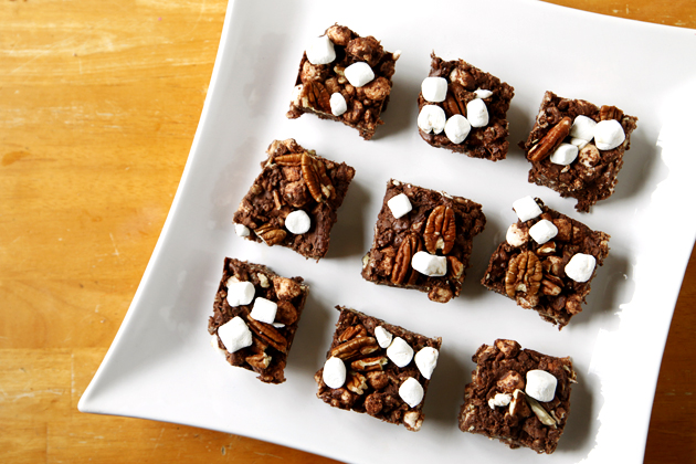 Tasty Kitchen Blog: Rocky Road Rice Krispie Treats. Guest post by Alice Currah of Savory Sweet Life, recipe submitted by TK members Chrissy and Lauren of From the Yellow Kitchen.