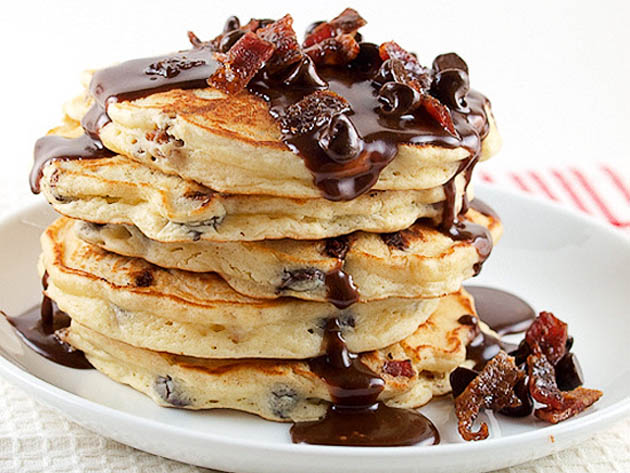 Tasty Kitchen Blog: The Theme Is Pancakes! (Chocolate Chip Pancakes with Nutella Maple Syrup, submitted by TK member Kelly of Evil Shenanigans)