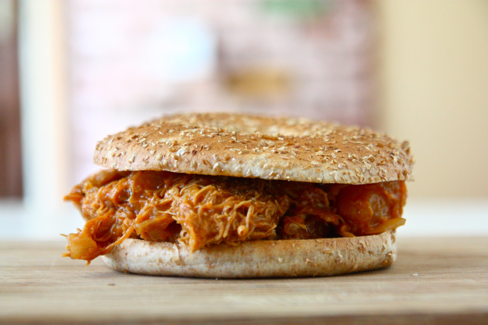 Tasty Kitchen Blog: Hawaiian Pulled BBQ Chicken Sandwiches. Guest post by Jenna Weber of Eat, Live, Run; recipe submitted by TK member Amie of My Retro Kitchen.