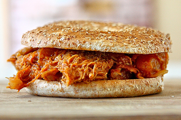 Tasty Kitchen Blog: Hawaiian Pulled BBQ Chicken Sandwiches. Guest post by Jenna Weber of Eat, Live, Run; recipe submitted by TK member Amie of My Retro Kitchen.