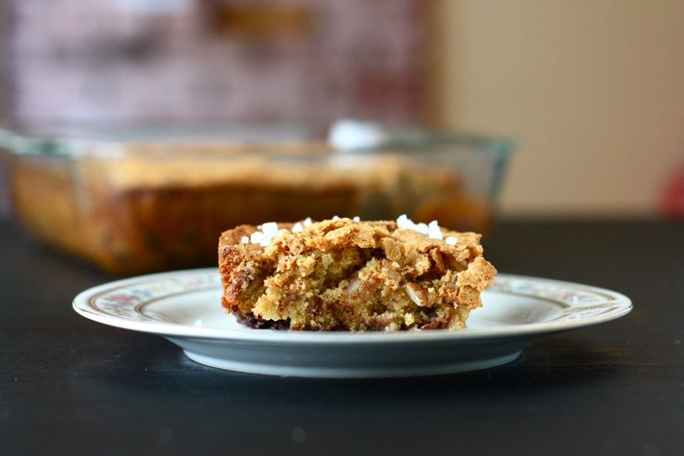 Tasty Kitchen Blog: Salted Chocolate Chip Pecan Bars. Guest post by Jenna Weber of Eat, Live, Run; recipe submitted by TK member Claire (claireg12) of The Realistic Nutritionist.