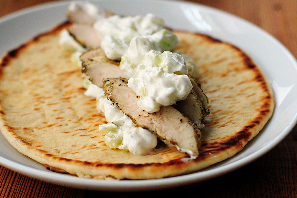 Tasty Kitchen Blog: Chicken Souvlaki Pita with Tzatziki. Guest post by Amy Johnson of She Wears Many Hats, recipe submitted by TK member Birdie (birdiesbrood).