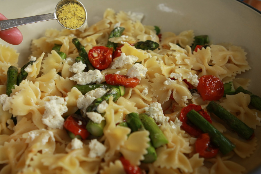 Tasty Kitchen Blog: Bowtie Pasta with Oven Dried Tomatoes Asparagus and Boursin. Guest post by Calli Taylor of Make It Do, recipe submitted by TK member Dorothy of Belle of the Kitchen.