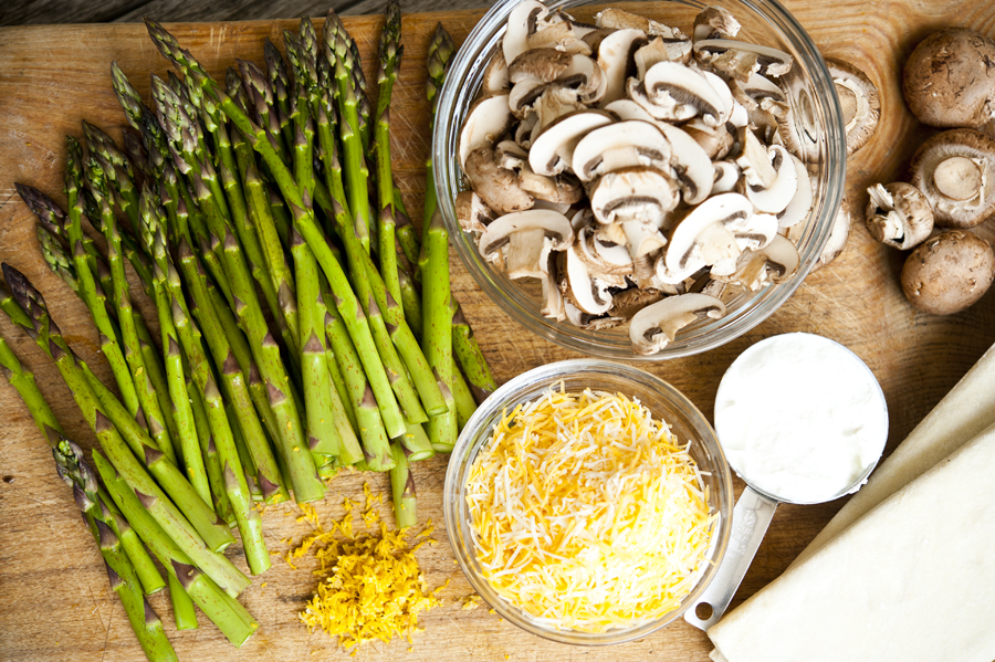 Tasty Kitchen Blog: Asparagus Cheese Tarts. Guest post by Georgia Pellegrini, recipe submitted by TK member Harlie Merten (sissy1) of One Bakin' Blonde.