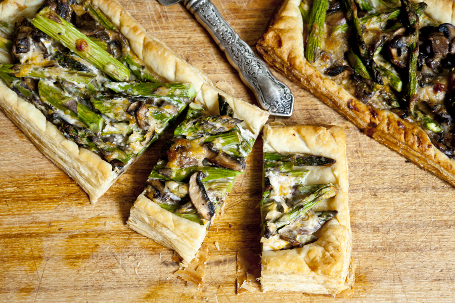 Tasty Kitchen Blog: Asparagus Cheese Tarts. Guest post by Georgia Pellegrini, recipe submitted by TK member Harlie Merten (sissy1) of One Bakin' Blonde.