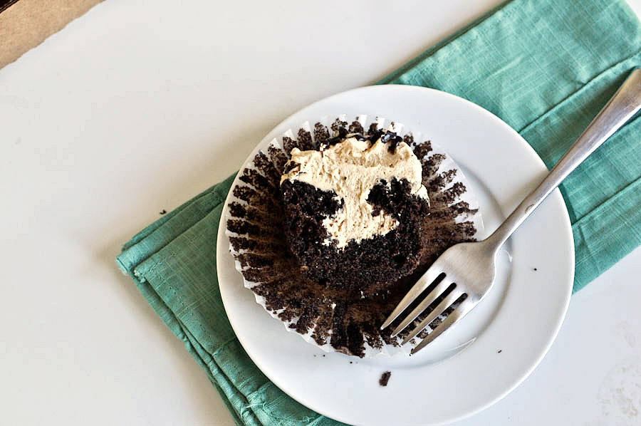 Tasty Kitchen Blog: Peanut Butter Stuffed Hot Fudge Cupcakes. Guest post and recipe from Jessica Merchant of How Sweet It Is.