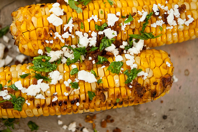 Tasty Kitchen Blog Grilled Corn with Bacon Butter & Cotija Cheese. Guest post by Georgia Pellegrini, recipe submitted by TK member Jessica Merchant of How Sweet It Is.