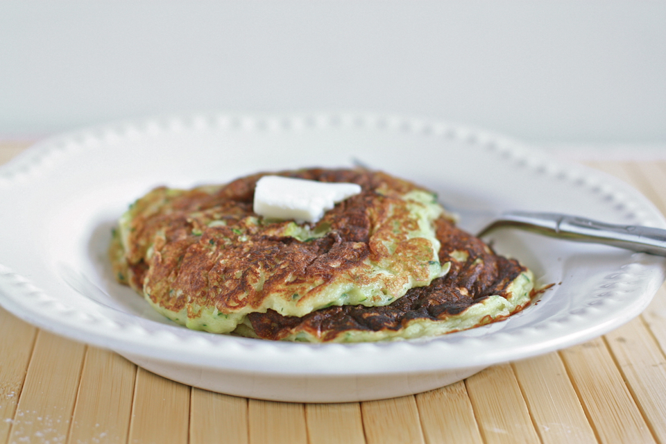 Tasty Kitchen Blog Sweet Zucchini Pancakes. Guest post by Jenna Weber of Eat, Live, Run; recipe submitted by TK member Lindsay of Pinch of Yum.