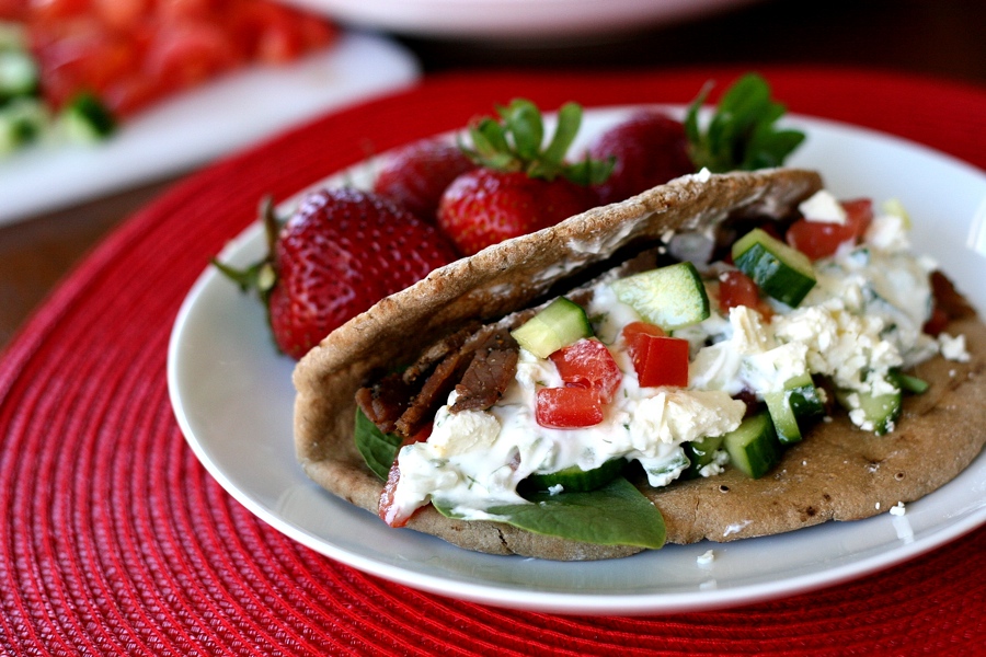 Tasty Kitchen Blog: Easy and Fast Greek Gyros. Guest post by Natalie Perry of Perry's Plate, recipe submitted by TK member Whitney Stephens (misswhit85).
