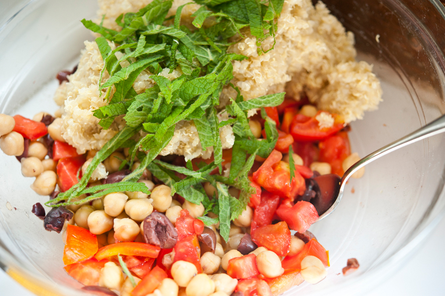 Tasty Kitchen Blog: Quinoa Salad with Chickpeas, Kalamata Olives & Mint. Guest post by Georgia Pellegrini, recipe submitted by TK member Dara Michalski of Cookin' Canuck.