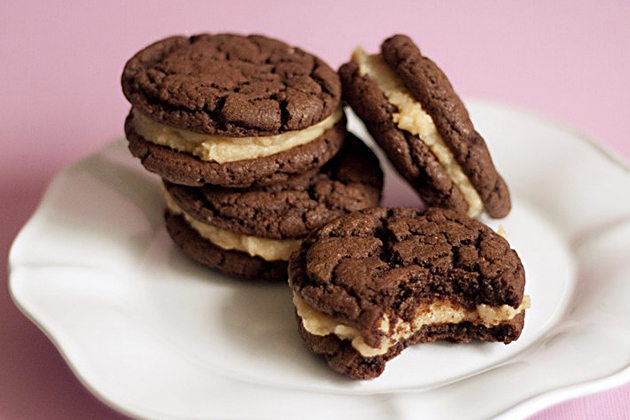 Tasty Kitchen Blog: Cookies for You (Chocolate and Peanut Butter Sandwich Cookies from TK member mynameissnickerdoodle)