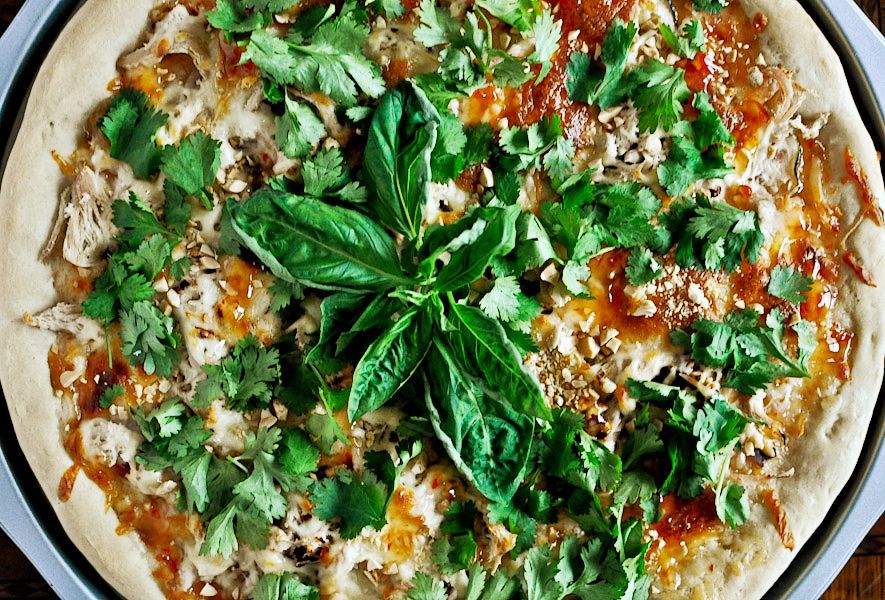 Tasty Kitchen Blog: Thai Chicken Pizza. Guest post by Jessica Merchant of How Sweet It Is, recipe submitted by TK member Dax Phillips of Simple Comfort Food.