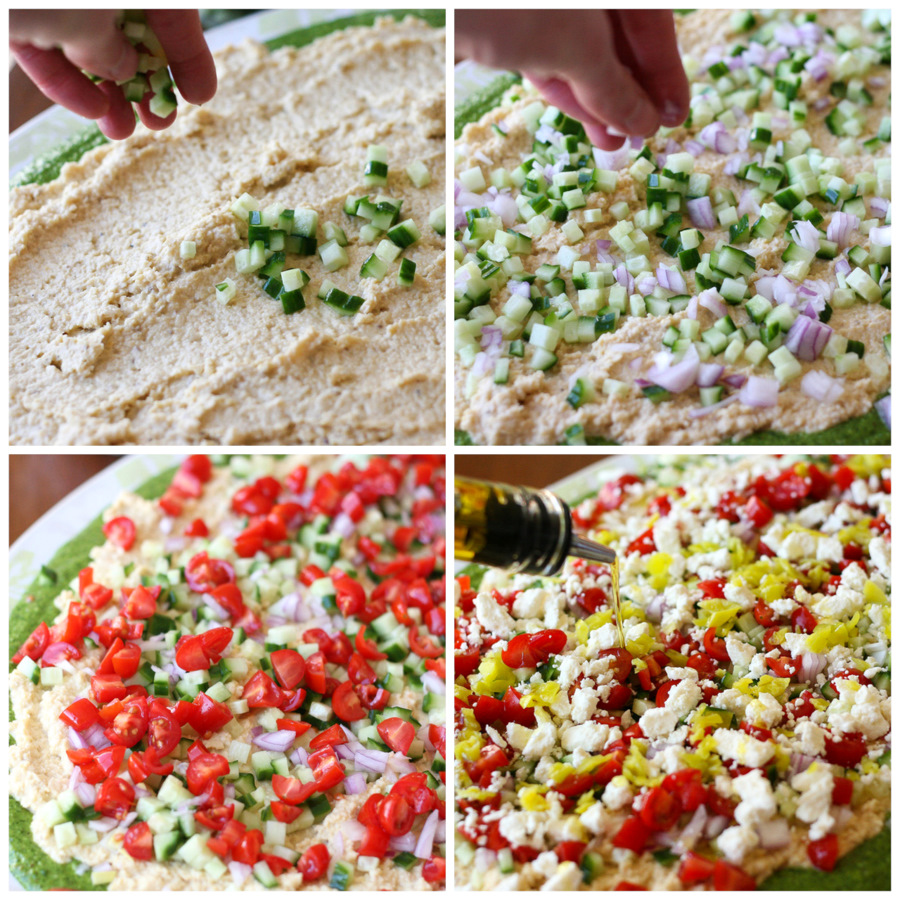 Tasty Kitchen Blog Cilantro Pecan-Pesto Layered Mediterranean Dip. Guest post by Natalie Perry of Perry's Plate, recipe submitted by TK member Beth (campgrandma) of Grandma B's Kitchen.