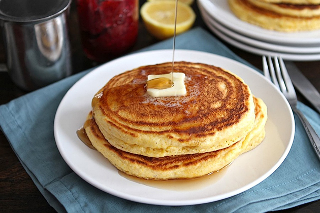 Tasty Kitchen Blog: Lemon Cornmeal Pancakes. Guest post by Maria Lichty of Two Peas and Their Pod, recipe submitted by TK member Jenna Weber of Eat, Live, Run.