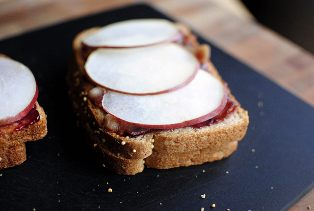 Tasty Kitchen Blog: Bacon, Pear & Raspberry Grilled Cheese. Guest post by Laurie McNamara of Simply Scratch, recipe submitted by TK member Lindsay of Pinch of Yum.