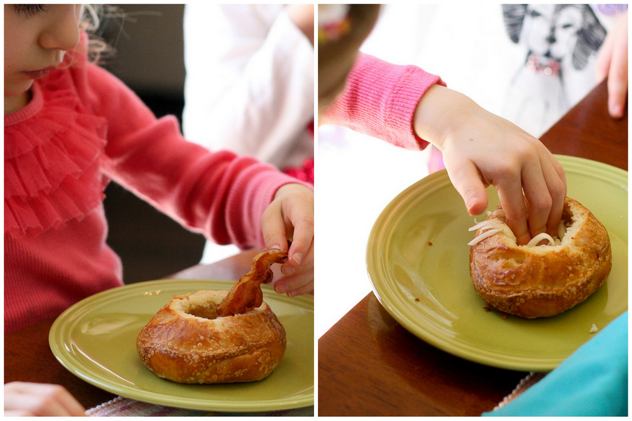 Tasty Kitchen Blog Customizable Bread Bowl Breakfast. Guest post by Natalie Perry of Perry's Plate, recipe submitted by TK member Lindsay of Perfecting the Pairing.