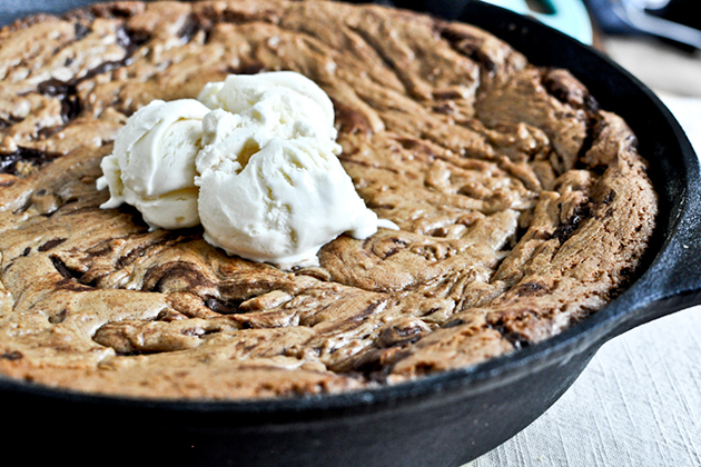 Dark Chocolate Chip Skillet Cookie