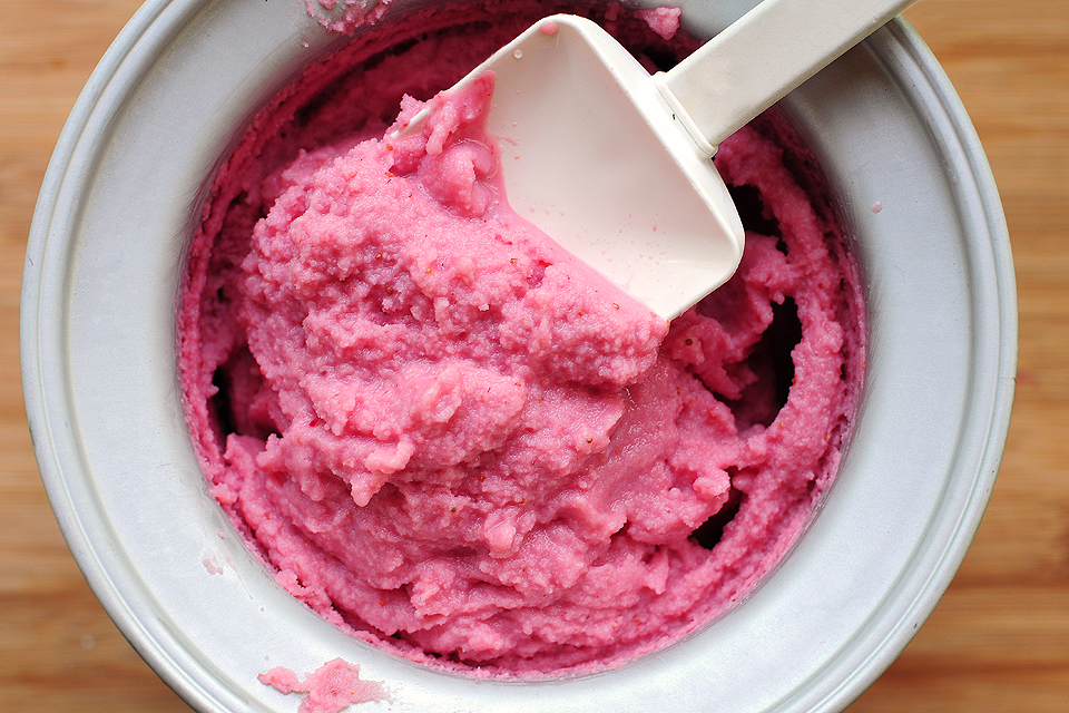 Tasty Kitchen Blog: Strawberry Sherbet. Guest post by Amy Johnson of She Wears Many Hats, recipe submitted by TK member Stephanie of Eat. Drink. Love.