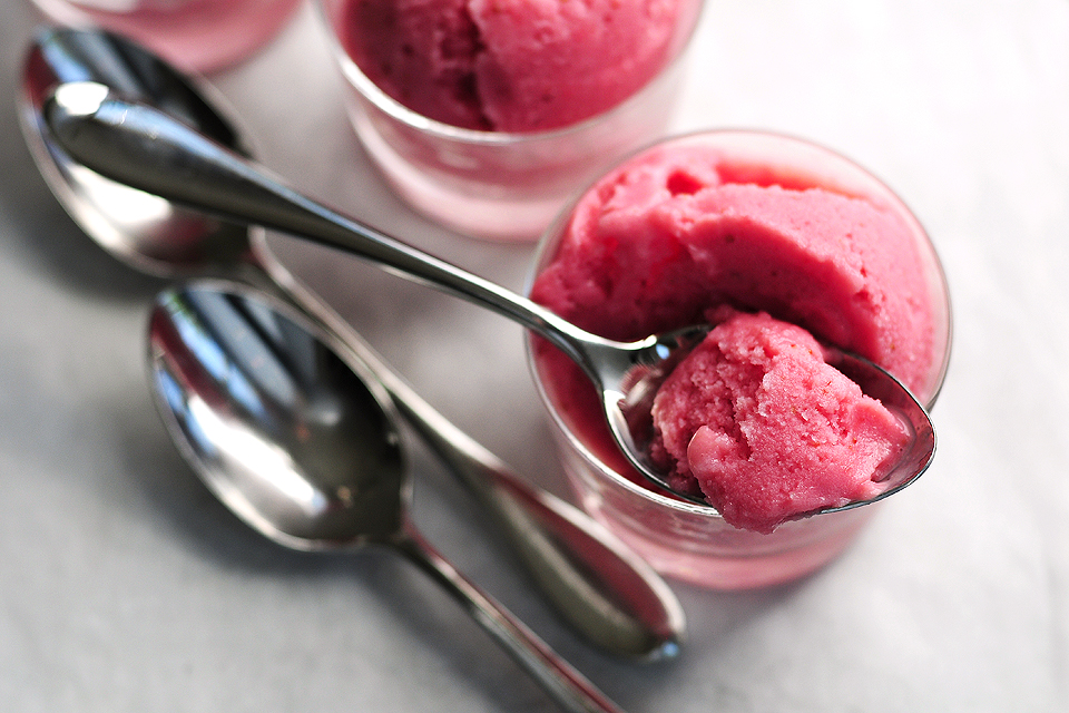 Tasty Kitchen Blog: Strawberry Sherbet. Guest post by Amy Johnson of She Wears Many Hats, recipe submitted by TK member Stephanie of Eat. Drink. Love.