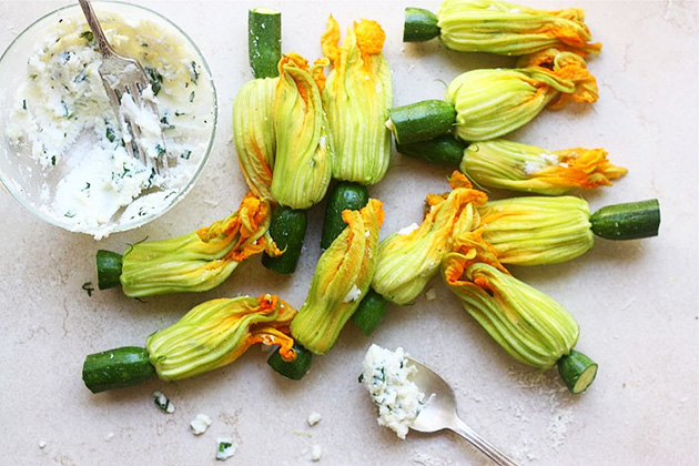 Tasty Kitchen Blog: Lemon Ricotta Stuffed Zucchini Blossoms. Guest post by Adrianna Adarme of A Cozy Kitchen, recipe submitted by TK member Jill of Miss Delish.