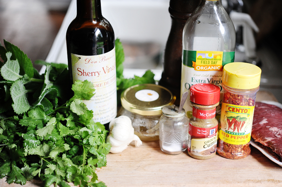 Tasty Kitchen Blog: Grilled Hanger Steak with Cilantro Mint Chimichurri. Guest post by Georgia Pellegrini, recipe submitted by TK member Sommer of A Spicy Perspective.