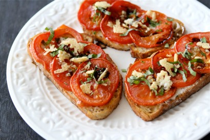 Open Faced Roasted Tomato and Goat Cheese Sandwiches