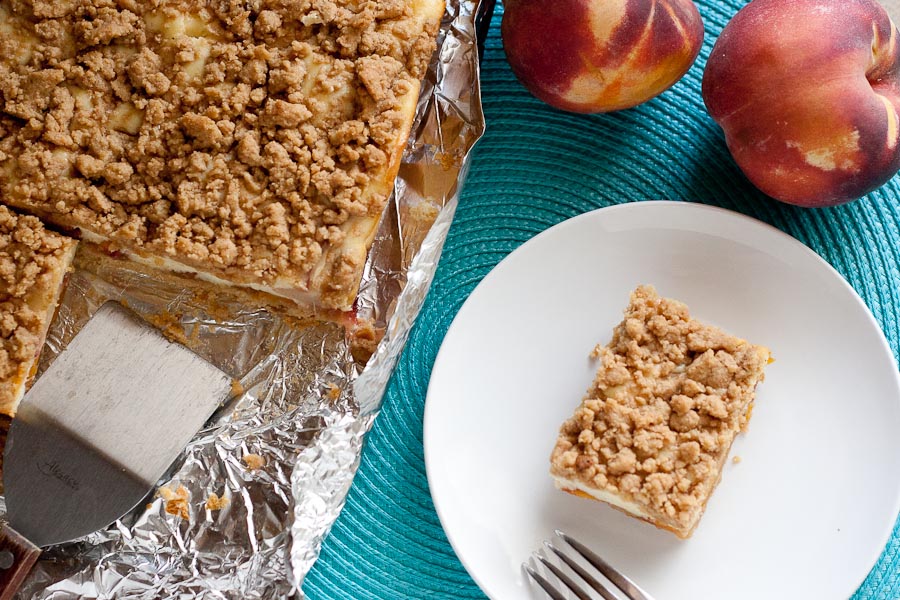 Tasty Kitchen Blog: Peaches and Cream Crumble Bars. Guest post by Natalie Perry of Perry's Plate, recipe submitted by TK member Courtney of Bake, Eat, Repeat.