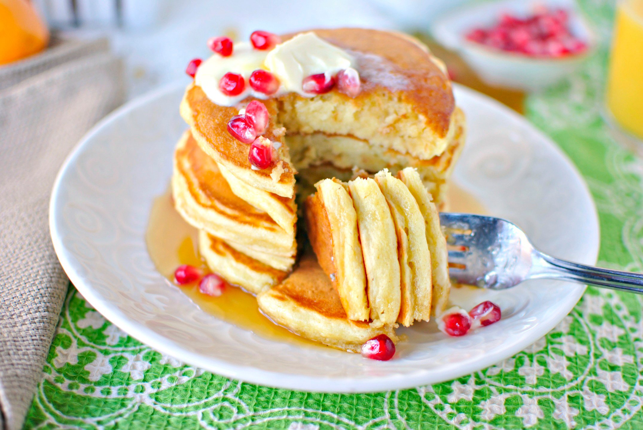 Tasty Kitchen Blog: Eggnog Pancakes. Guest post by Laurie McNamara of Simply Scratch, recipe submitted by TK member Kita of Pass the Sushi.