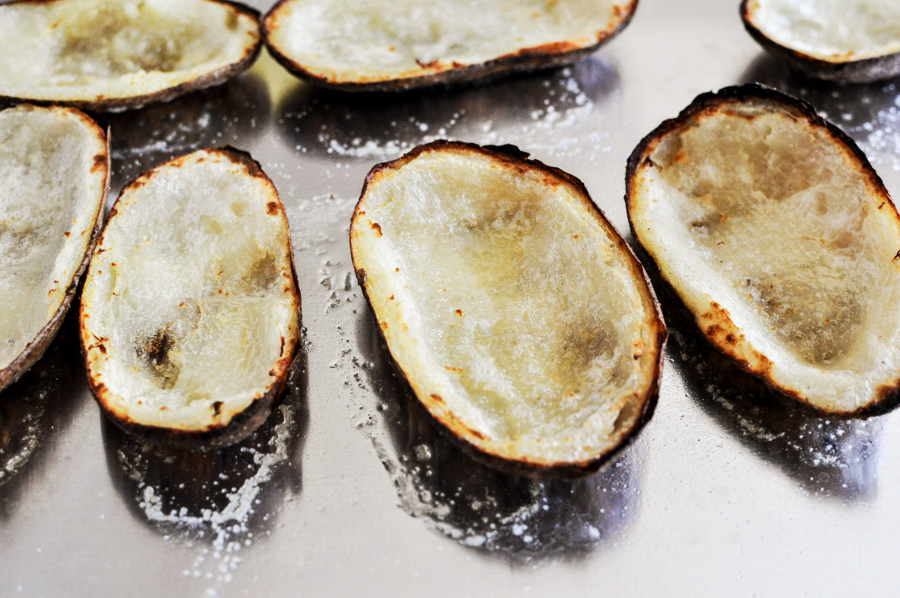 Tasty Kitchen Blog: Bacon and Blue Cheeseburger Potato Skins. Guest post by Jessica Merchant of How Sweet It Is, recipe submitted by TK member Dax Phillips of Simple Comfort Food.