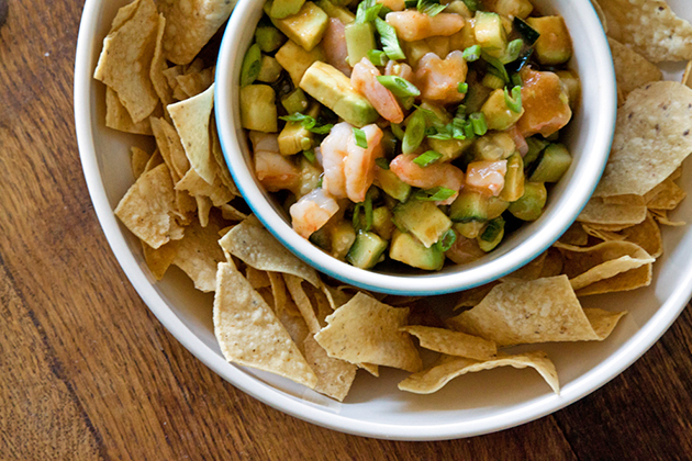 Tasty Kitchen Blog: Tortilla Chips with Shrimp Ceviche Dip. Guest post by Gaby Dalkin of What's Gaby Cooking, recipe submitted by TK member Three Many Cooks.