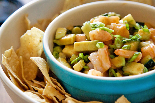 Tasty Kitchen Blog: Tortilla Chips with Shrimp Ceviche Dip. Guest post by Gaby Dalkin of What's Gaby Cooking, recipe submitted by TK member Three Many Cooks.