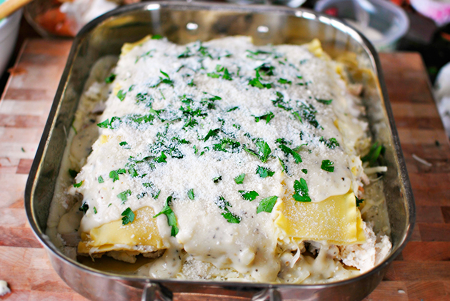 Tasty Kitchen Blog: White Cheese and Chicken Lasagna. Guest post by Laurie McNamara of Simply Scratch, recipe submitted by TK member Anna and Chelsea of Hidden Ponies.